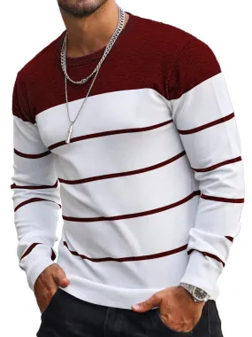 Men's Retro Contrast Stripe Crew Neck Sweater