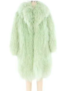 Mint Green Mongolian Fur Coat