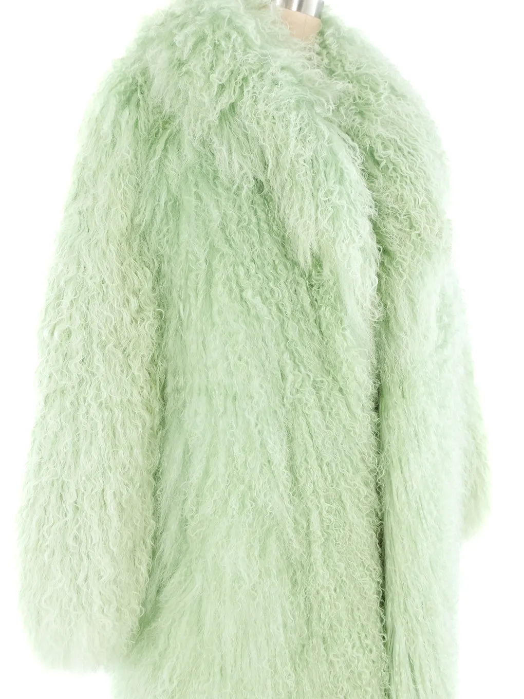 Mint Green Mongolian Fur Coat