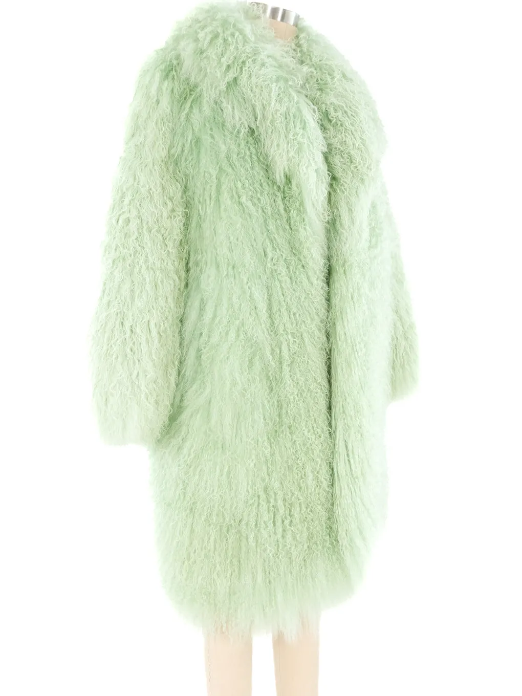 Mint Green Mongolian Fur Coat