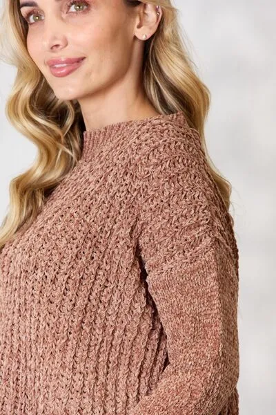 Mocha Latte Tassel Trim Long Sleeve Sweater