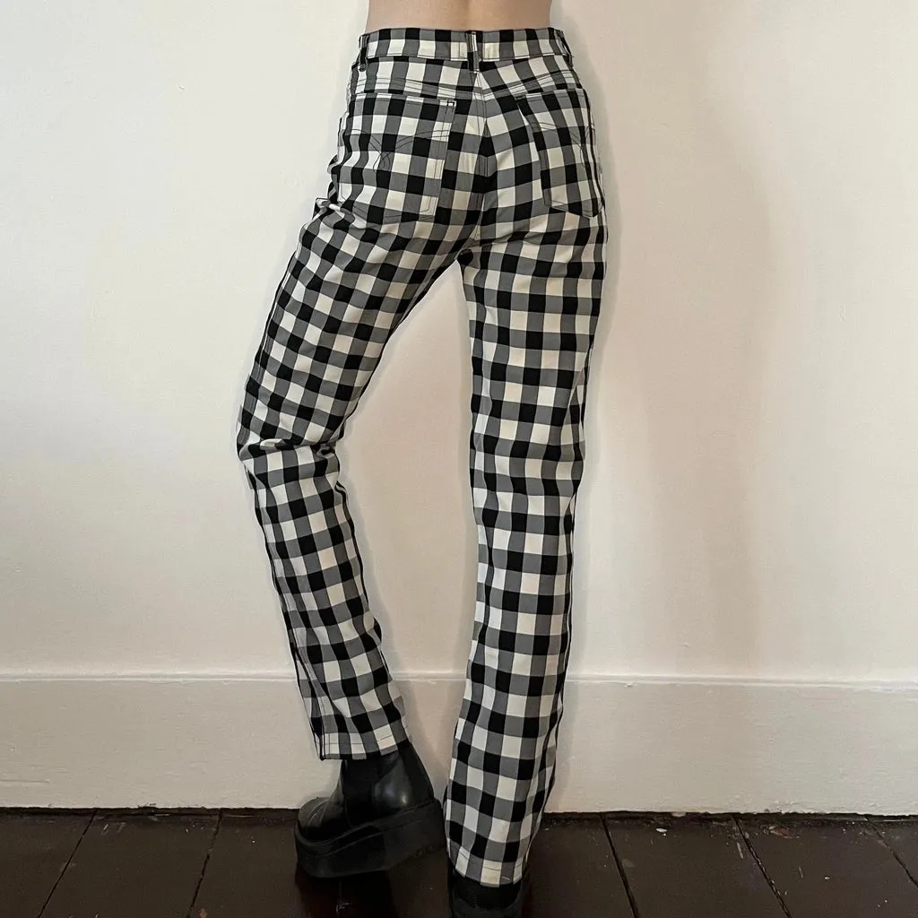 Moschino Jeans Checked Trousers - 27W UK 8 Black & White Polyester Blend