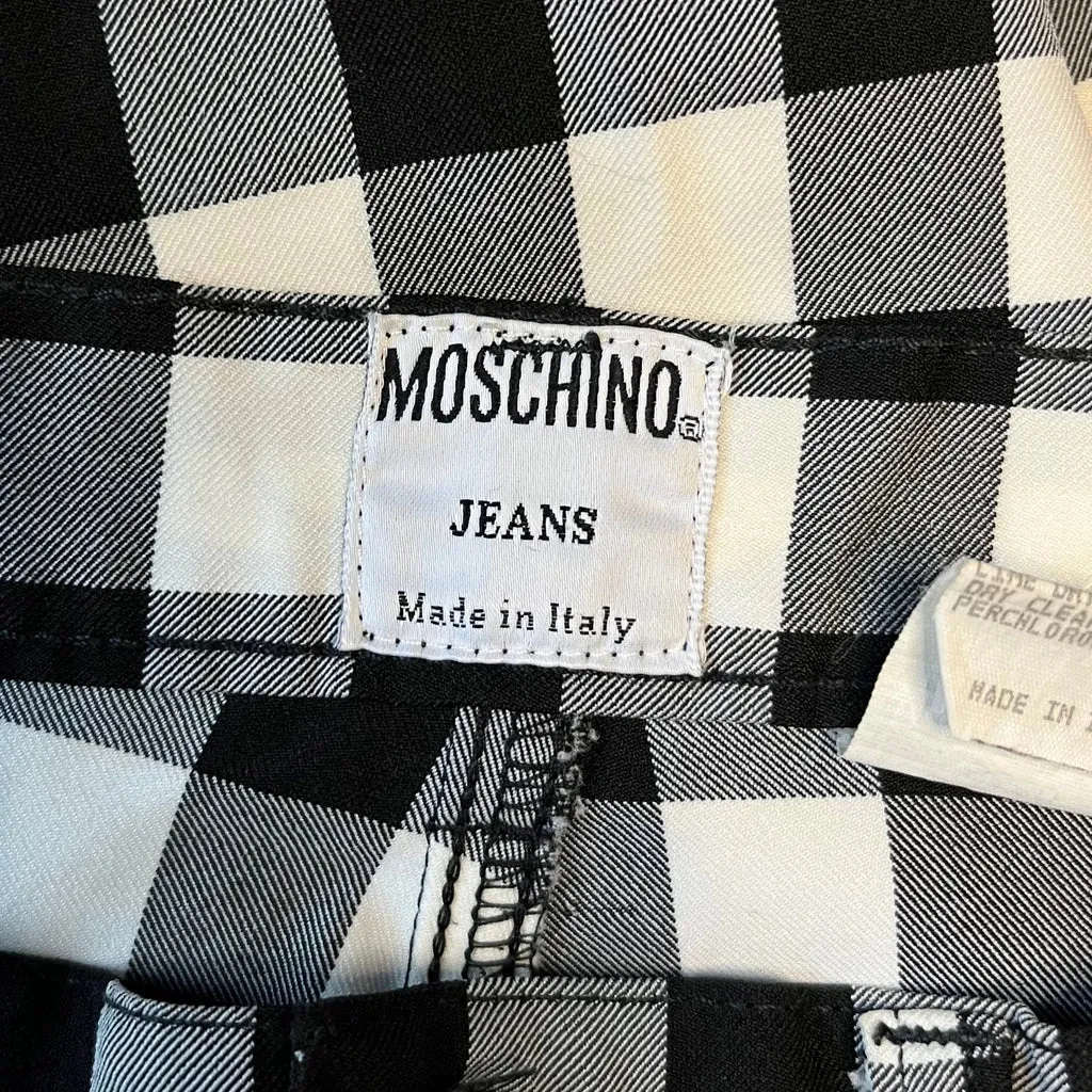 Moschino Jeans Checked Trousers - 27W UK 8 Black & White Polyester Blend