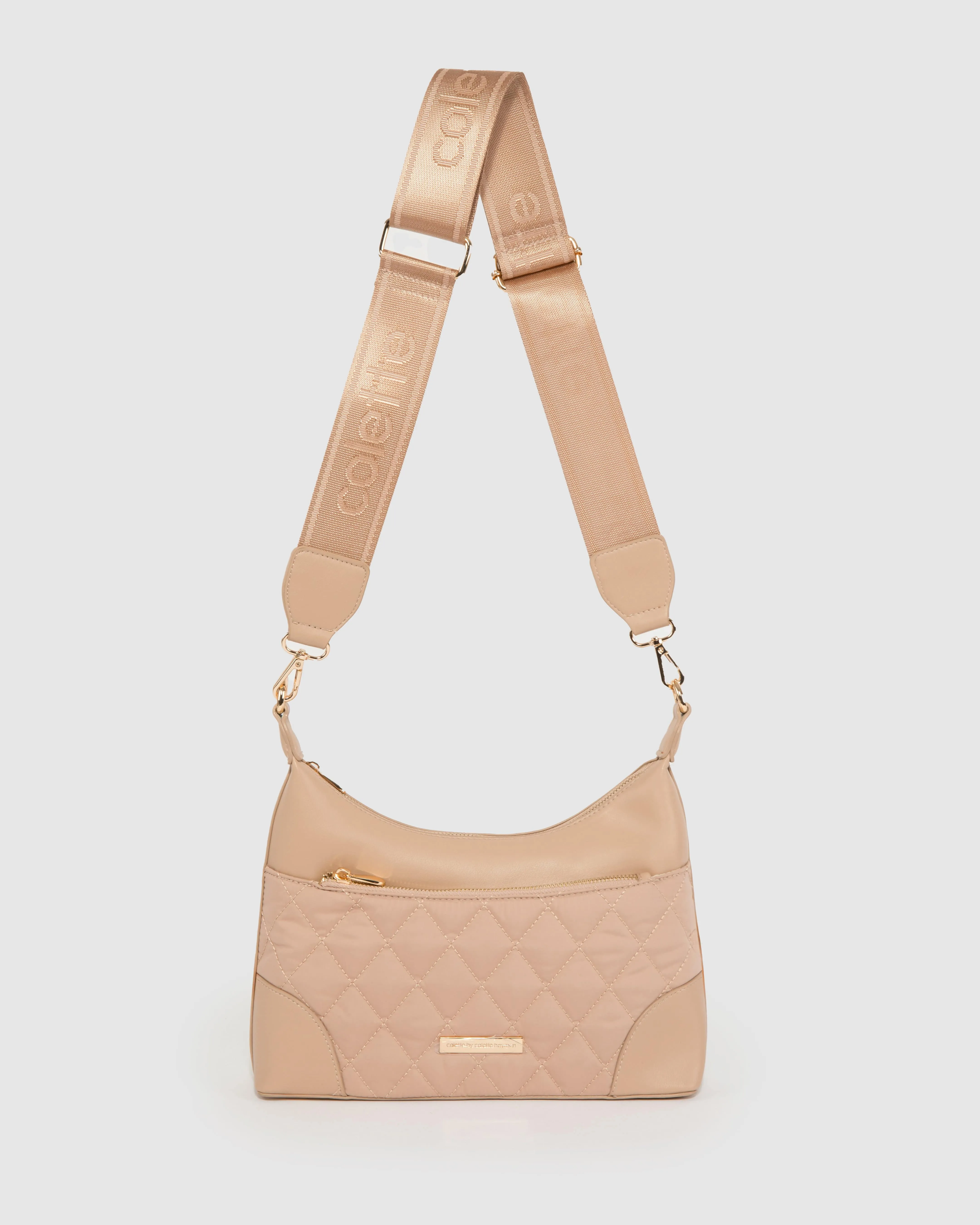 Natural Jess Quilt Crossbody Bag