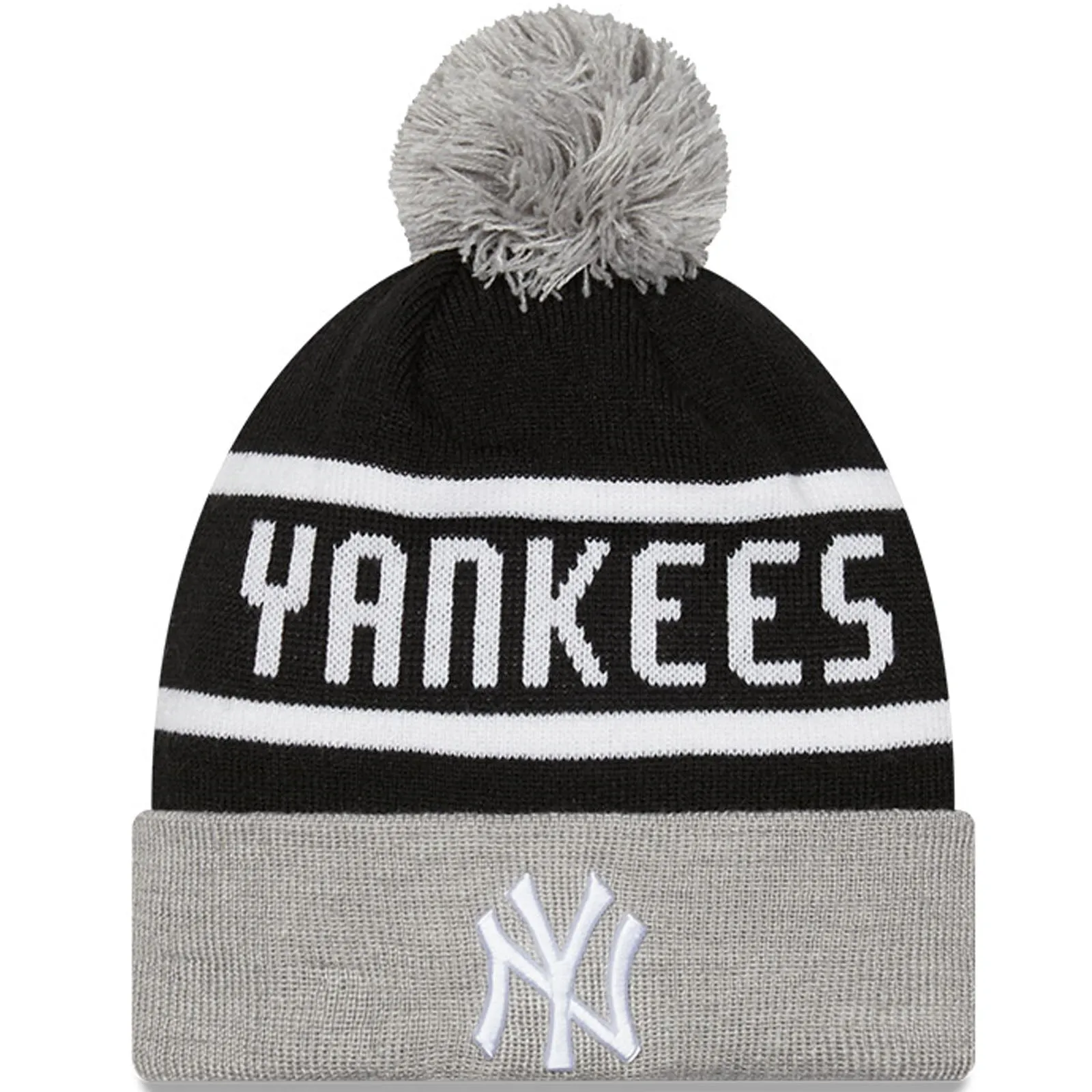 New Era Mens New York Yankees MLB Cuffed Sideline Bobble Hat - Black