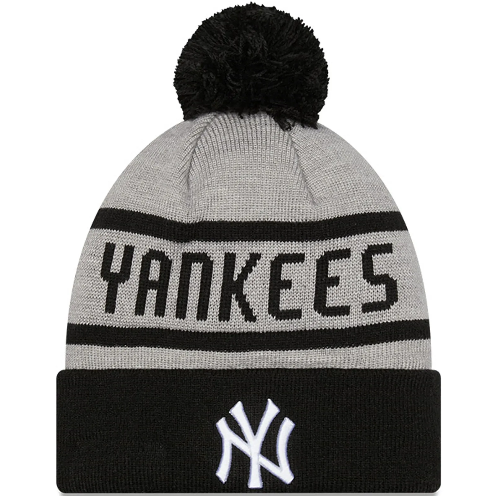 New Era Mens New York Yankees MLB Cuffed Sideline Bobble Hat - Grey