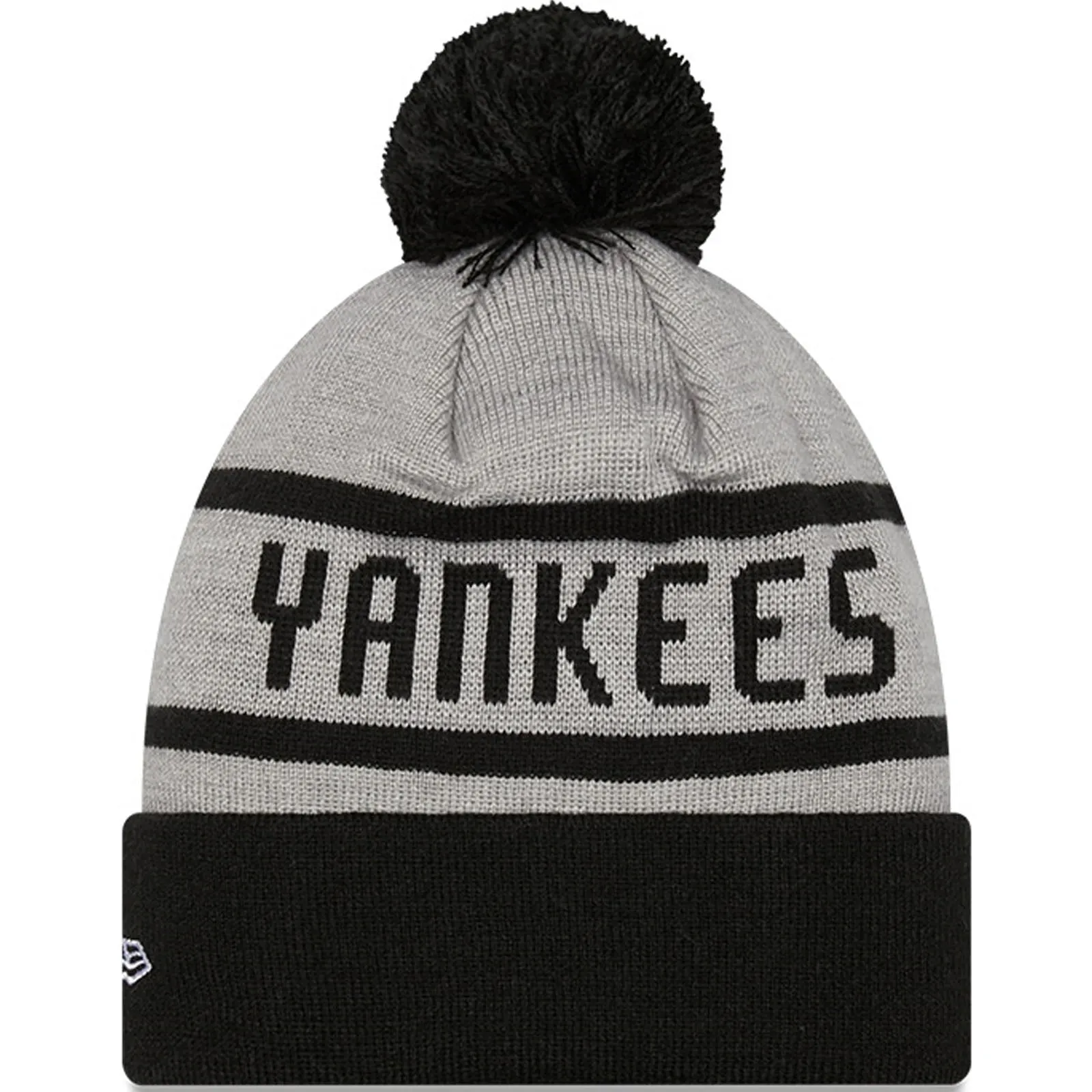 New Era Mens New York Yankees MLB Cuffed Sideline Bobble Hat - Grey