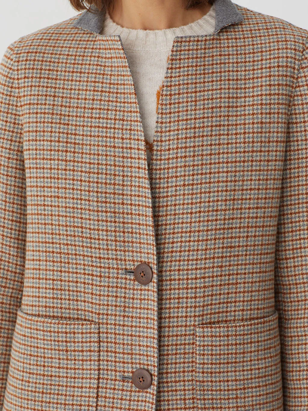 Nice Things Houndstooth Coat Grey/Tan