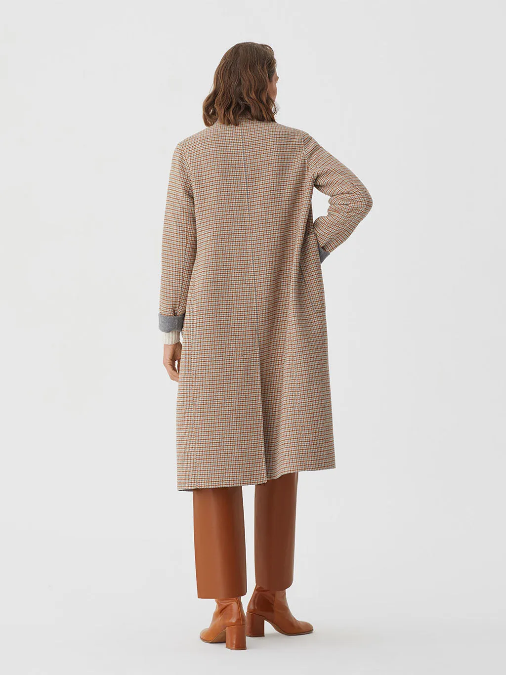 Nice Things Houndstooth Coat Grey/Tan