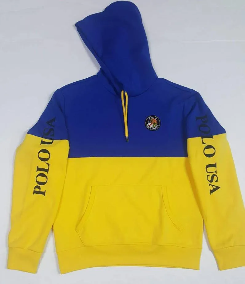 Nwt Polo Ralph Lauren Yellow/Royal Blue Polo Usa Cookie Hoodie