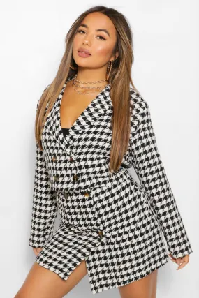 Petite Double Breasted Dogtooth Crop Jacket