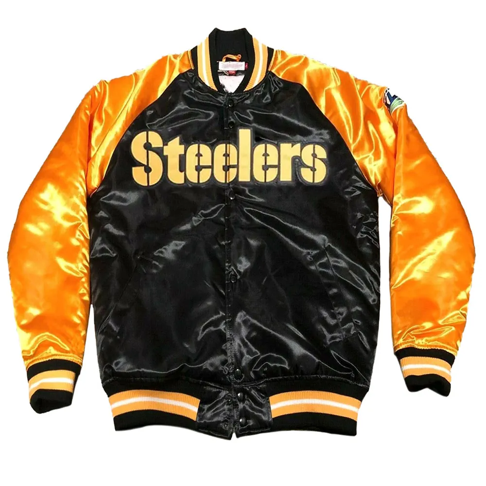 Pittsburgh Steelers Yellow and Black Super Bowl Satin Jacket