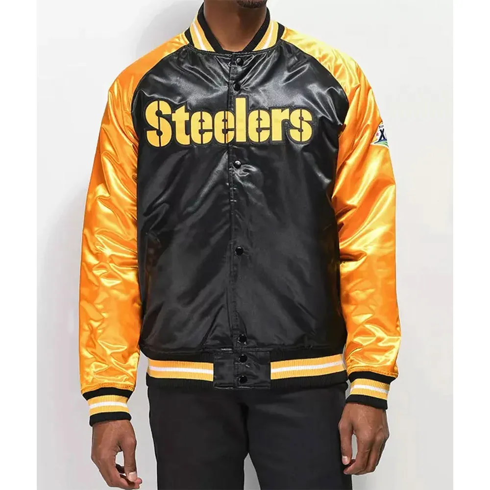 Pittsburgh Steelers Yellow and Black Super Bowl Satin Jacket