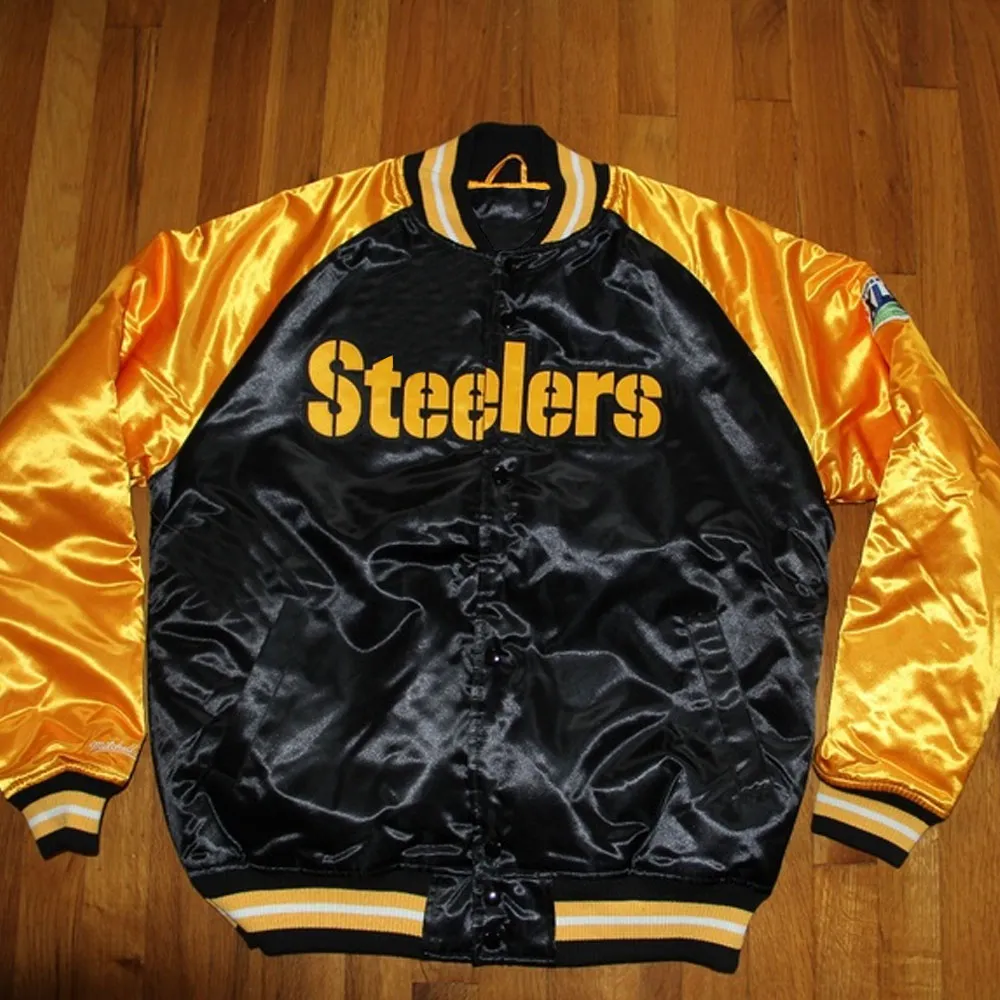 Pittsburgh Steelers Yellow and Black Super Bowl Satin Jacket