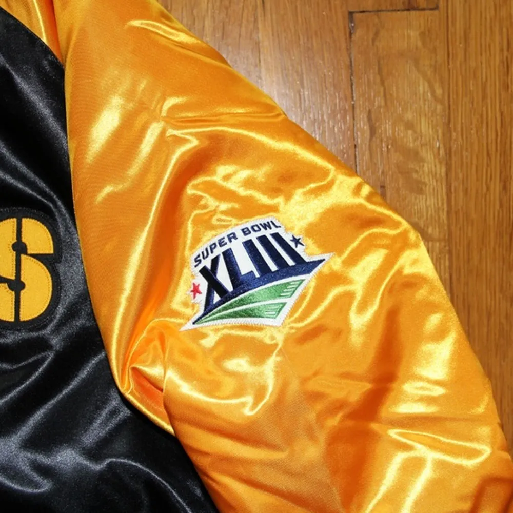 Pittsburgh Steelers Yellow and Black Super Bowl Satin Jacket