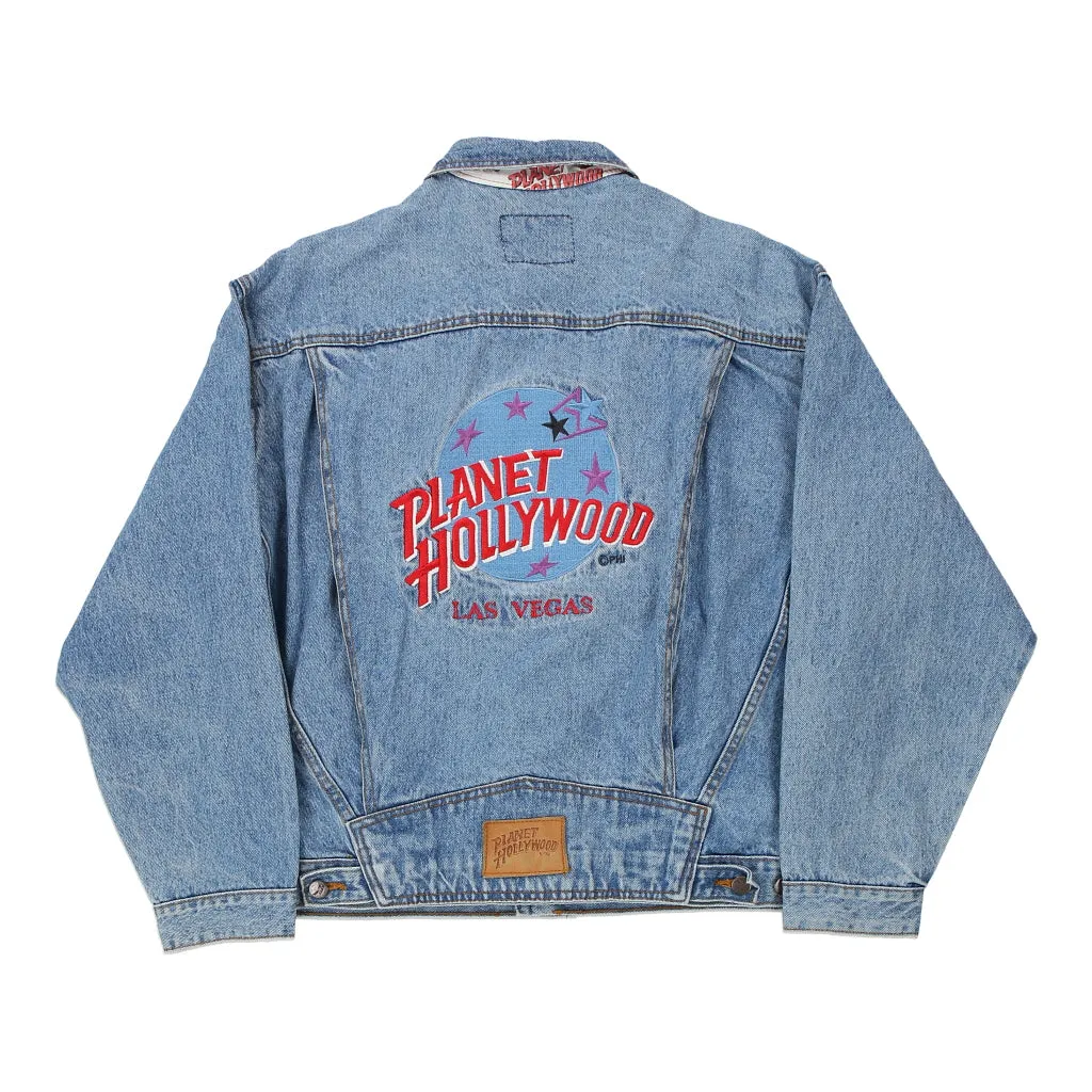 Planet Hollywood Embroidered Denim Jacket - Medium Blue Cotton Blend