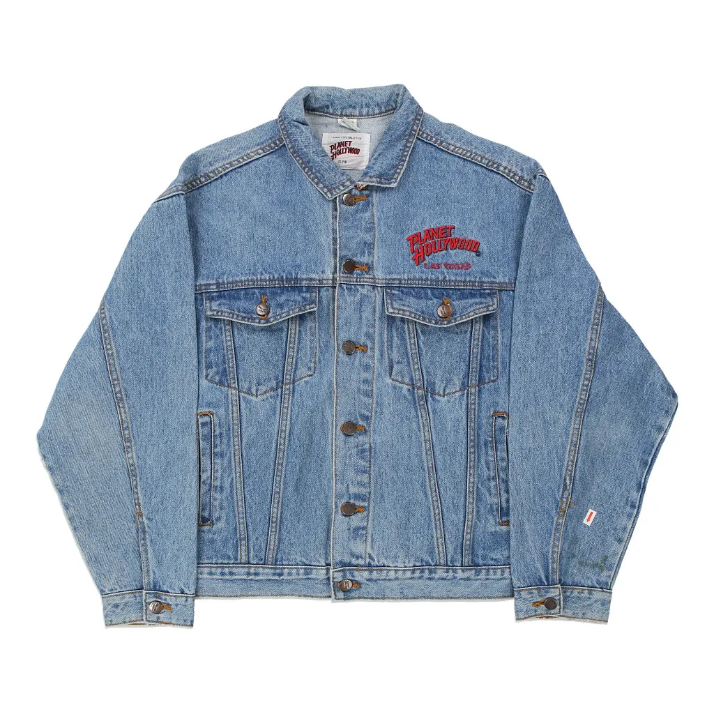 Planet Hollywood Embroidered Denim Jacket - Medium Blue Cotton Blend