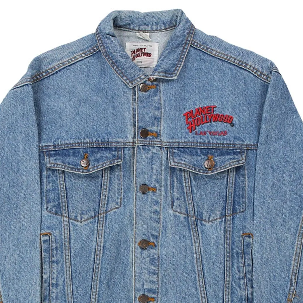 Planet Hollywood Embroidered Denim Jacket - Medium Blue Cotton Blend