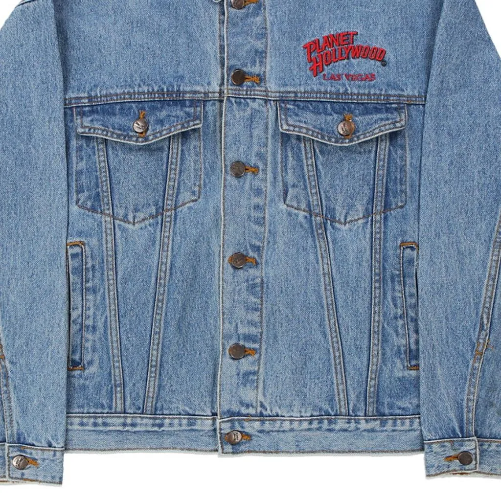 Planet Hollywood Embroidered Denim Jacket - Medium Blue Cotton Blend