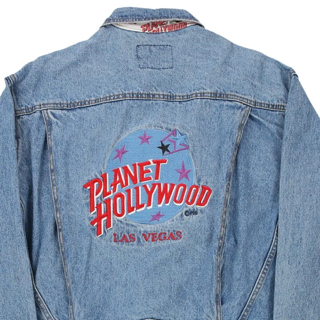 Planet Hollywood Embroidered Denim Jacket - Medium Blue Cotton Blend