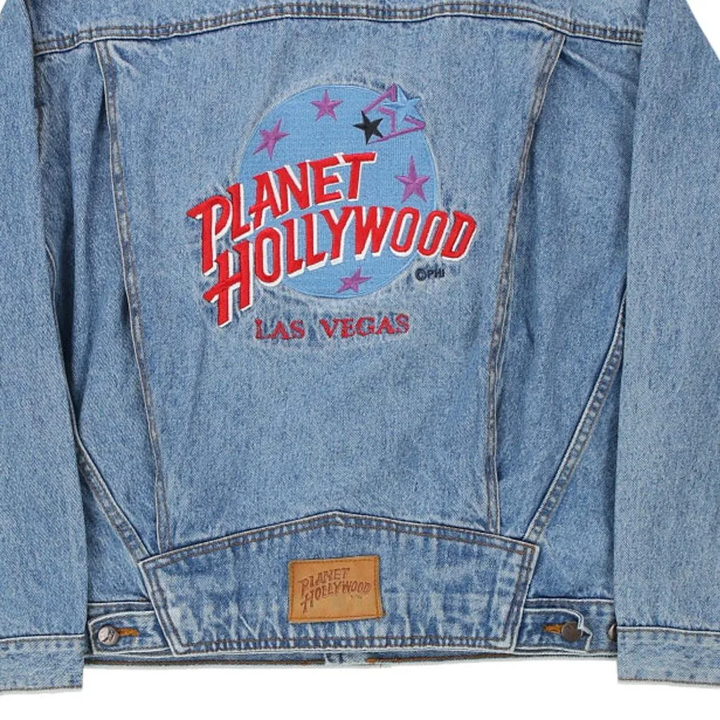 Planet Hollywood Embroidered Denim Jacket - Medium Blue Cotton Blend