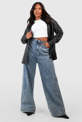 Plus Vintage Wash Wide Leg Jeans