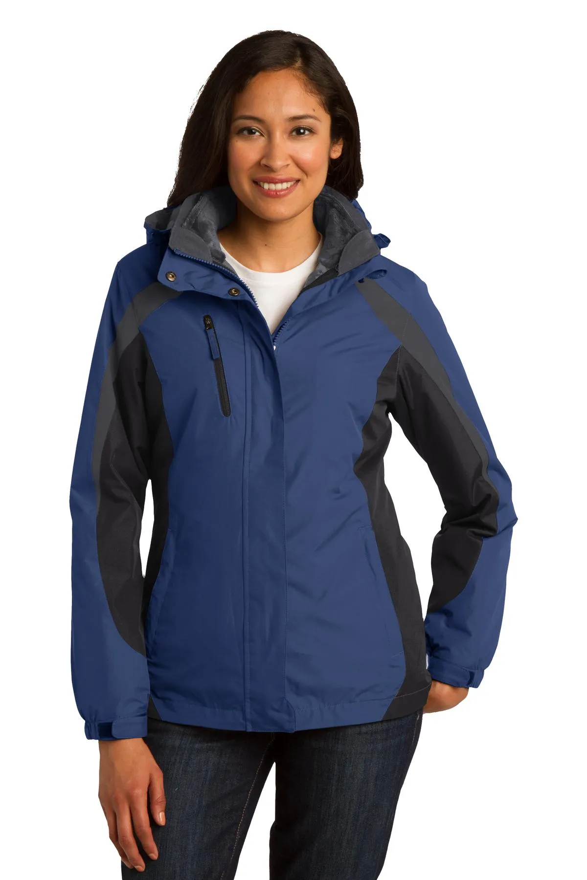 Port Authority Ladies Colorblock 3-in-1 Jacket L321 Admiral Blue/ Black/ Magnet Grey