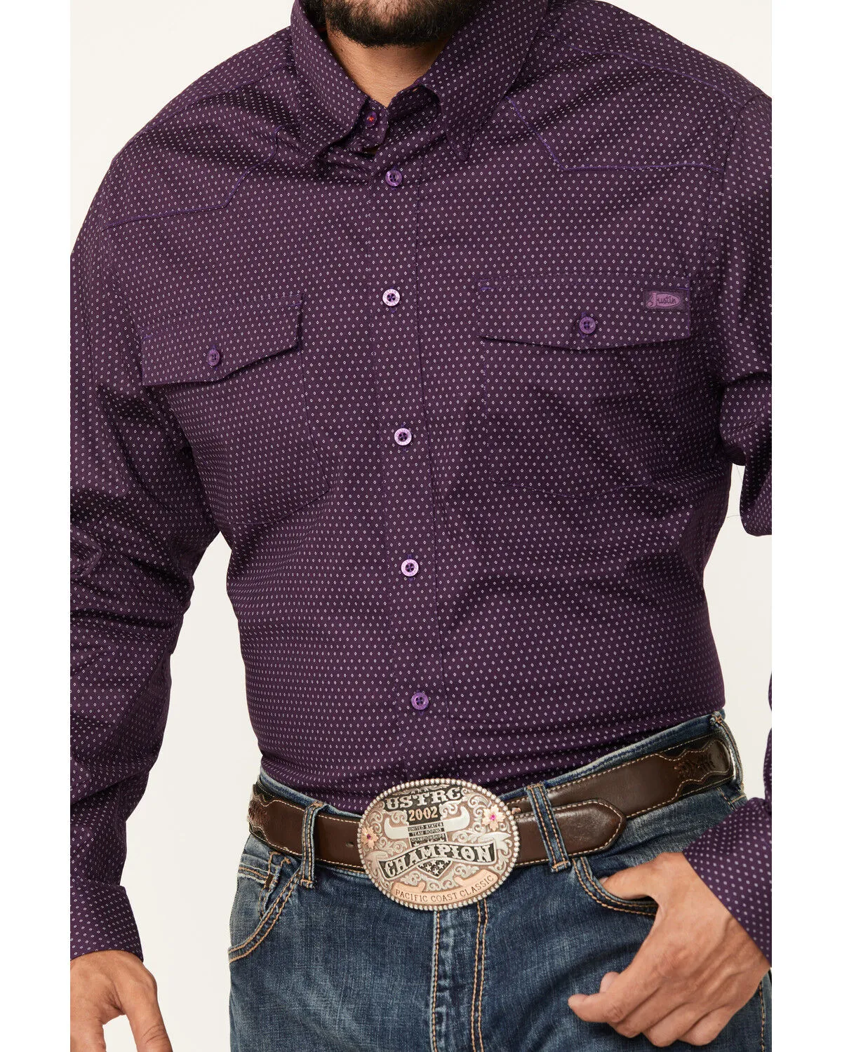 Product Name:  Justin Men's Boot Barn Exclusive Geo Print Long Sleeve Button-Down Stretch Western Shirt