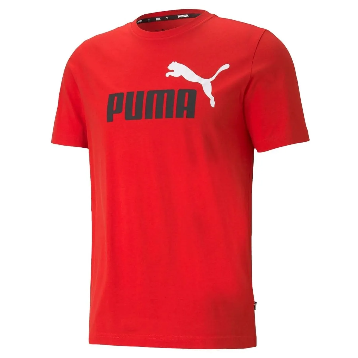 PUMA MEN'S ESSENTIALS+ 2 COLOUR LOGO RED TEE