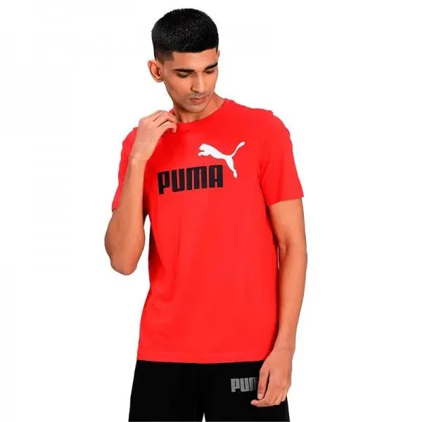 PUMA MEN'S ESSENTIALS+ 2 COLOUR LOGO RED TEE