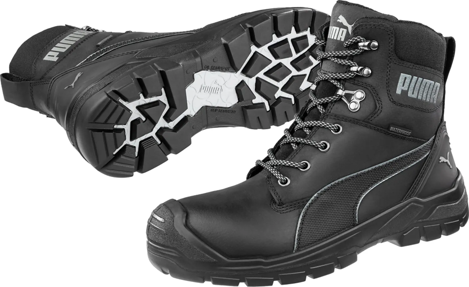 Puma Safety Mens Conquest Soft Toe CTX High EH WP Black Leather Work Boots