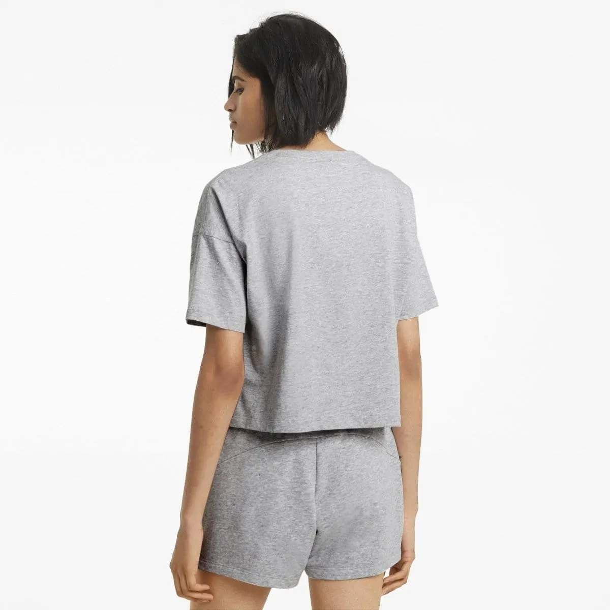 PUMA WOMEN'S CROPPED LOGO GREY TEE