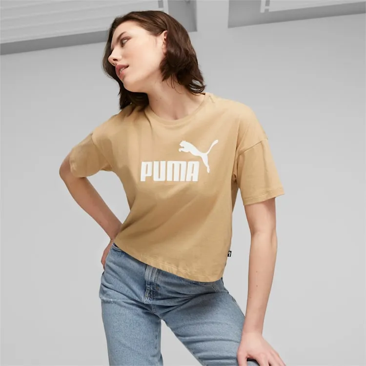 PUMA WOMEN'S ESS CROPPED BEIGE TEE