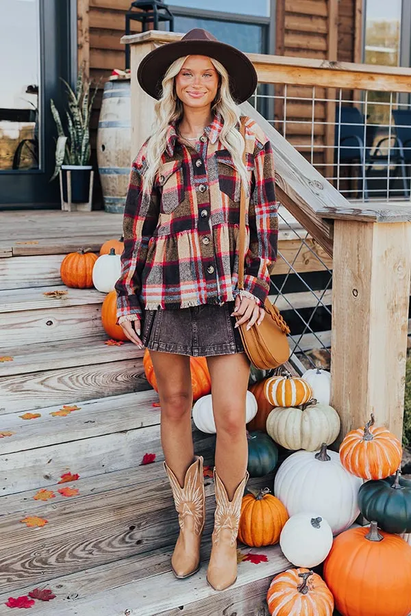 Pumpkin Patch Ready Peplum Jacket in Brown