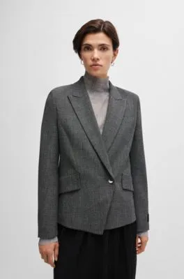 Regular-fit jacket in checked fabric with peak lapels