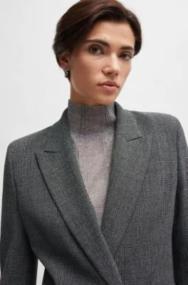 Regular-fit jacket in checked fabric with peak lapels