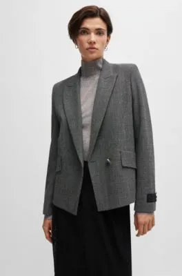 Regular-fit jacket in checked fabric with peak lapels