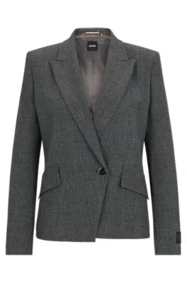 Regular-fit jacket in checked fabric with peak lapels