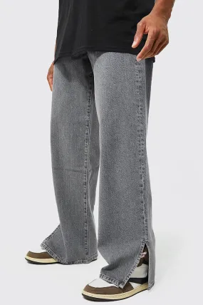 Relaxed Fit Rigid Baggy Split Hem Jeans | boohooMAN UK