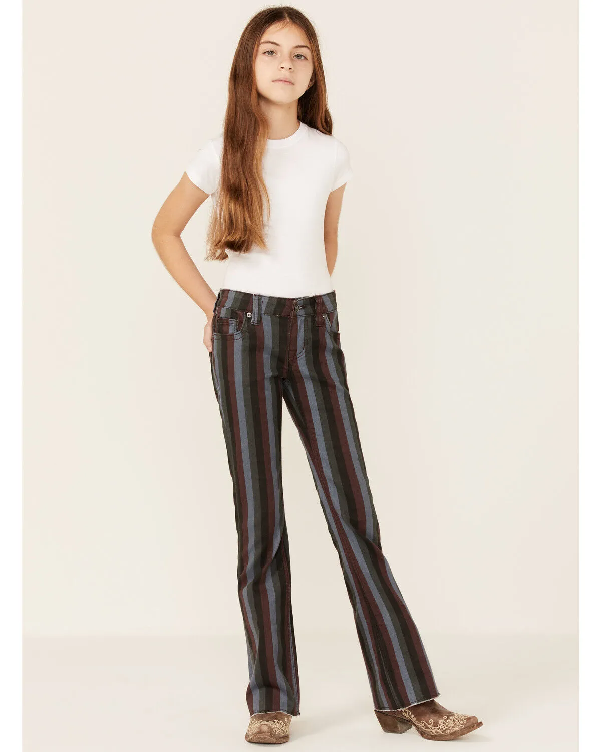 Rock & Roll Denim Girls' Stripe Stretch Trouser Jeans