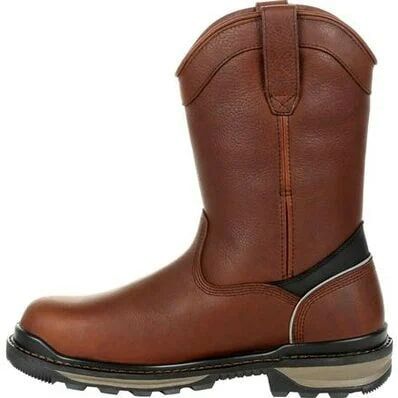 Rocky Men's Rams Horn Waterproof Composite Toe Pull On Work Boot in Dark Brown