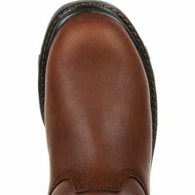 Rocky Men's Rams Horn Waterproof Composite Toe Pull On Work Boot in Dark Brown