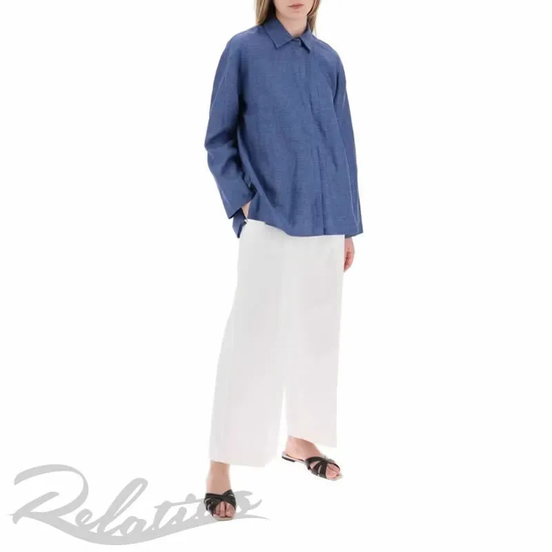 S Max Mara  |Casual Style Linen Long Sleeves Plain Shirts & Blouses