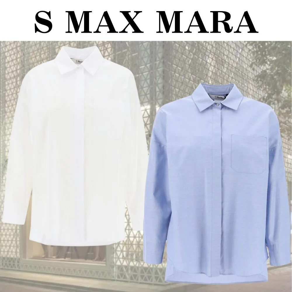 S Max Mara  |Casual Style Long Sleeves Plain Cotton Office Style