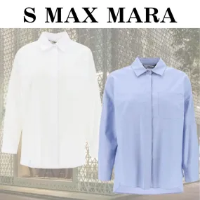 S Max Mara  |Casual Style Long Sleeves Plain Cotton Office Style