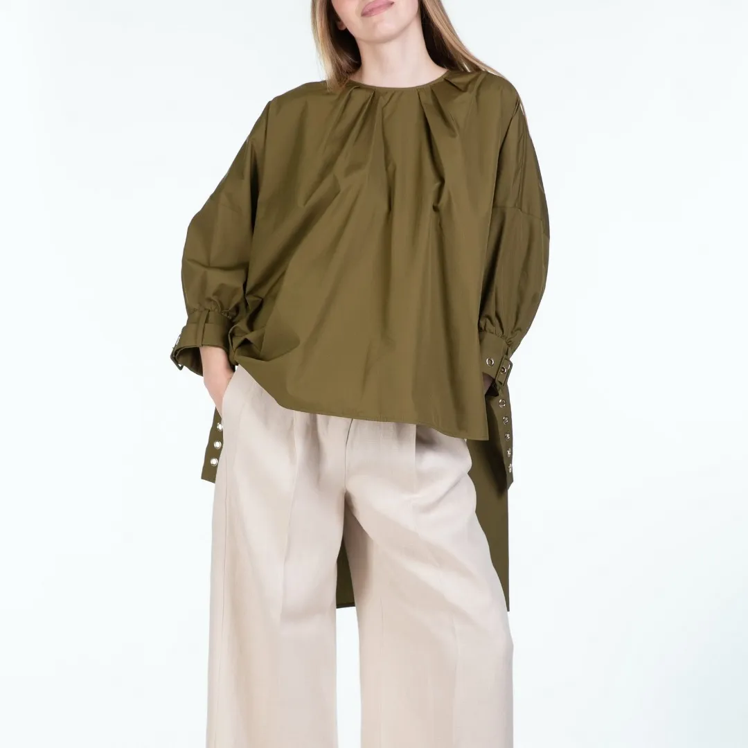 S Max Mara  |Casual Style Long Sleeves Plain Cotton Oversized