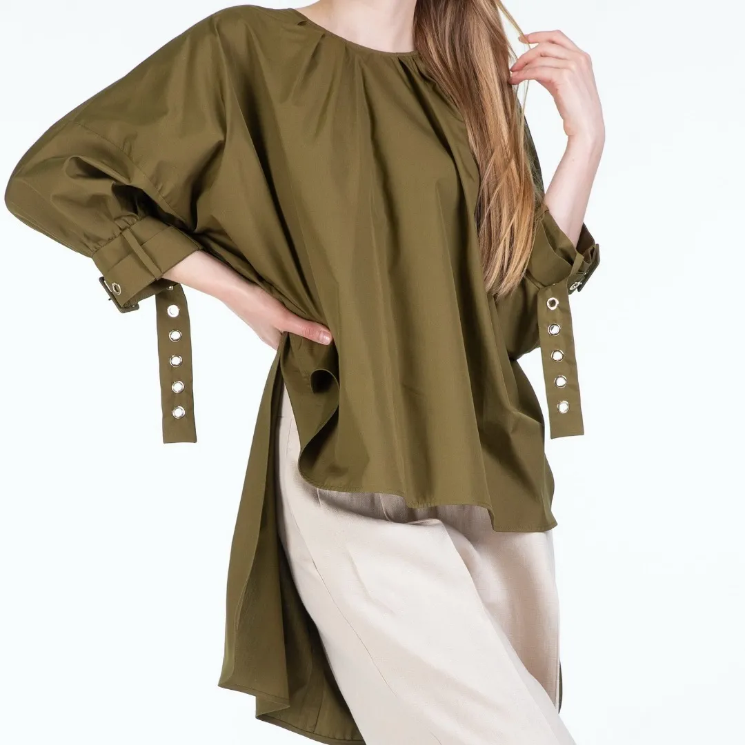 S Max Mara  |Casual Style Long Sleeves Plain Cotton Oversized