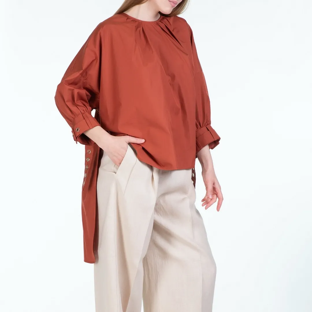 S Max Mara  |Casual Style Long Sleeves Plain Cotton Oversized