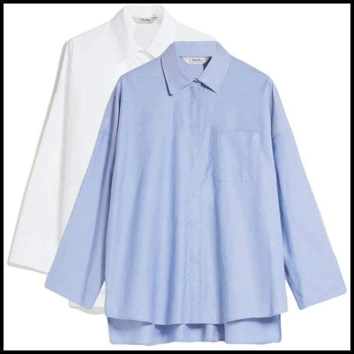 S Max Mara  |Casual Style Long Sleeves Plain Cotton Party Style