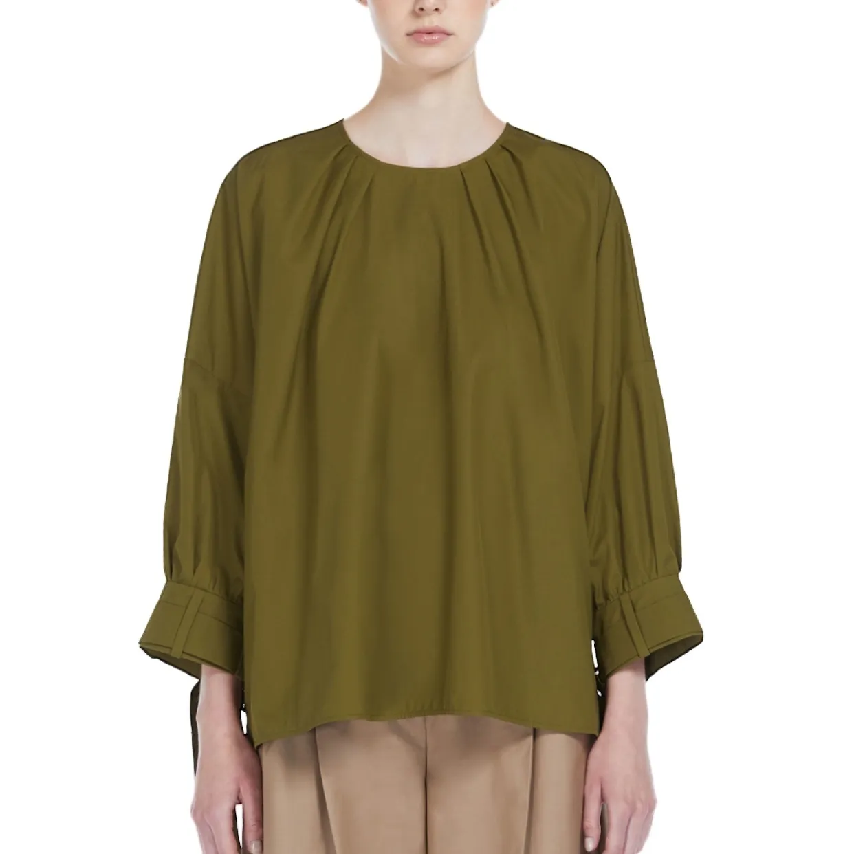 S Max Mara  |Cropped Plain Cotton Office Style Oversized Elegant Style